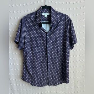 Mizzen+Main Men’s Leeward Trim Short Sleeve Button Up Sz M Navy Blue